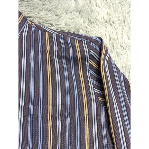 Tasso Elba Button Down Shirt Adult Size Large L Blue Striped  Cotton Mens‎ Up - Picture 4 of 9